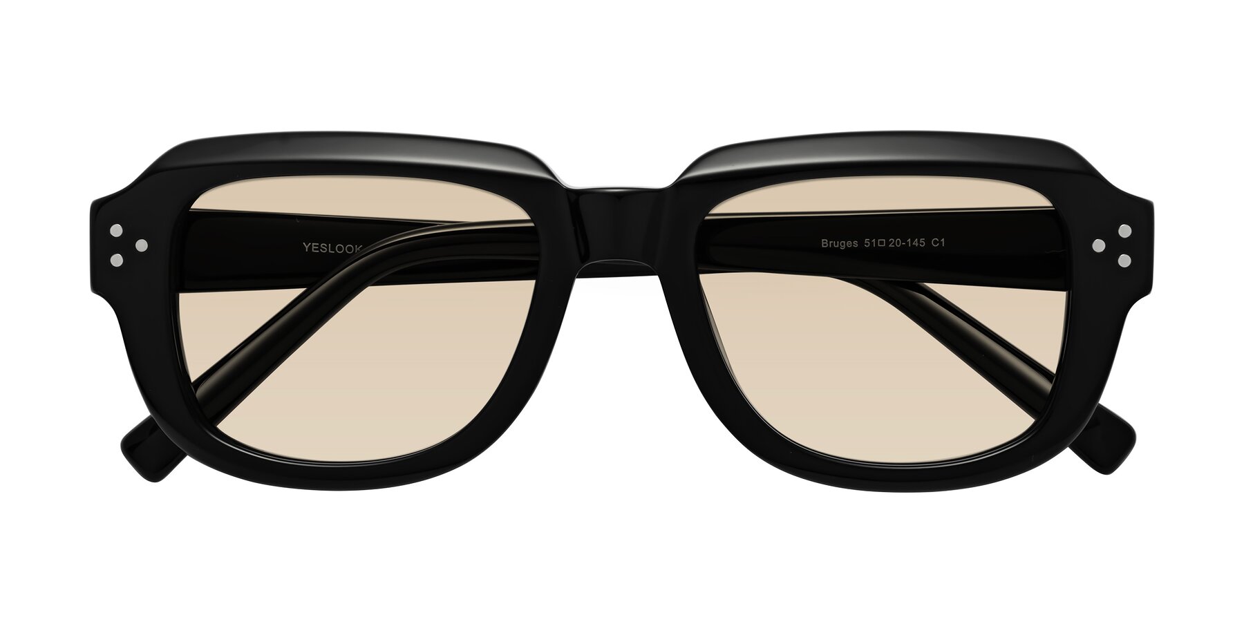 Folded Front of Bruges in Black with Light Brown Tinted Lenses