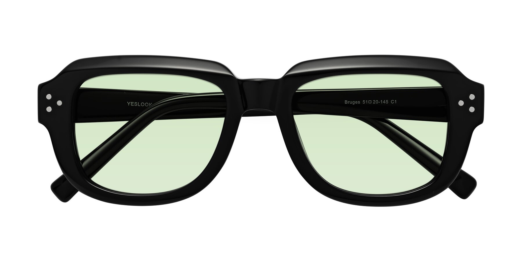 Folded Front of Bruges in Black with Light Green Tinted Lenses