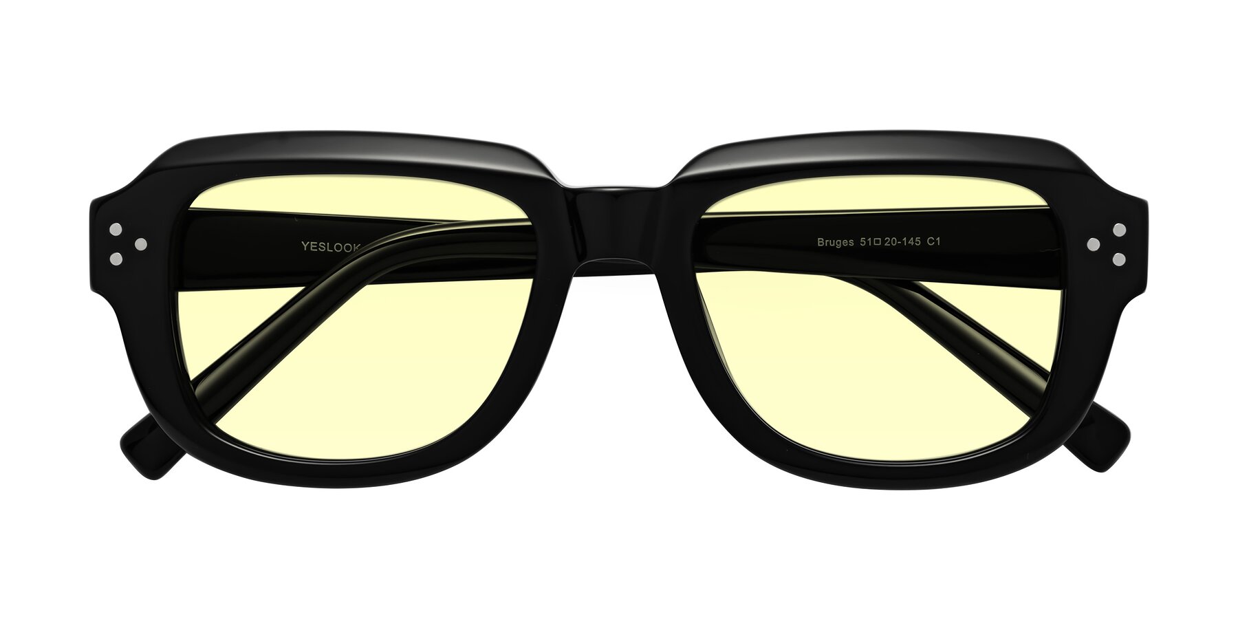 Folded Front of Bruges in Black with Light Yellow Tinted Lenses