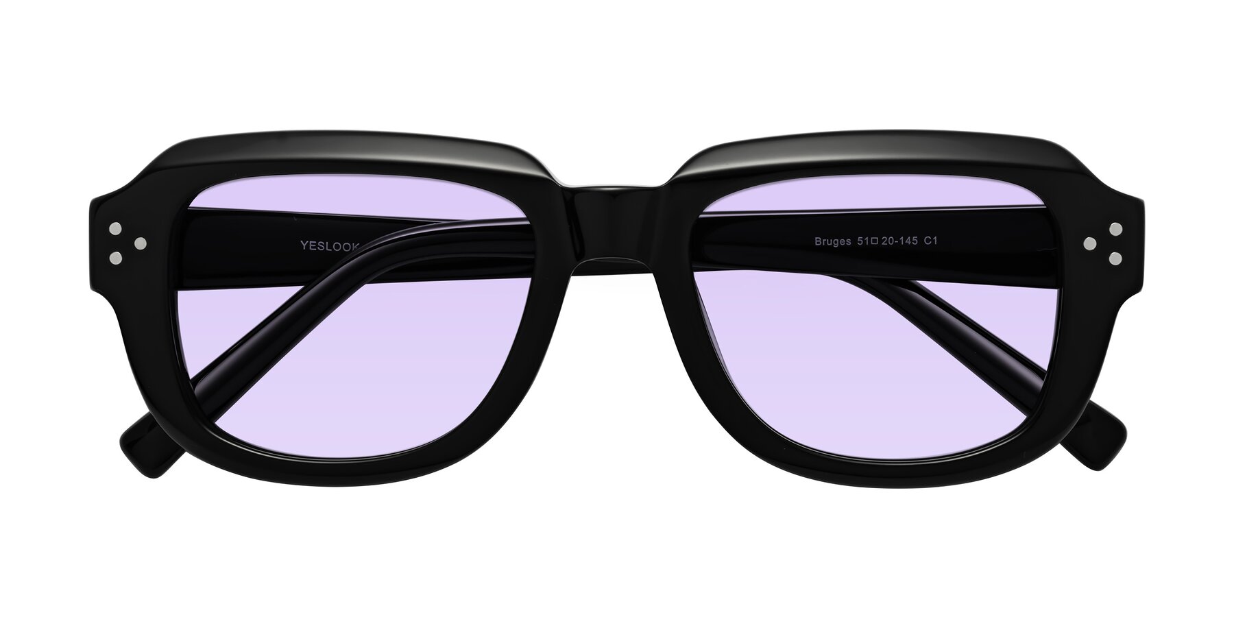 Folded Front of Bruges in Black with Light Purple Tinted Lenses