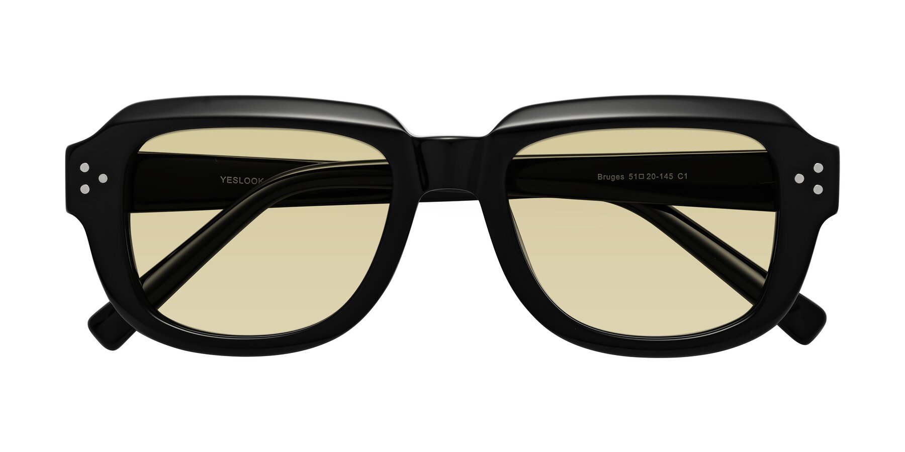 Folded Front of Bruges in Black with Light Champagne Tinted Lenses
