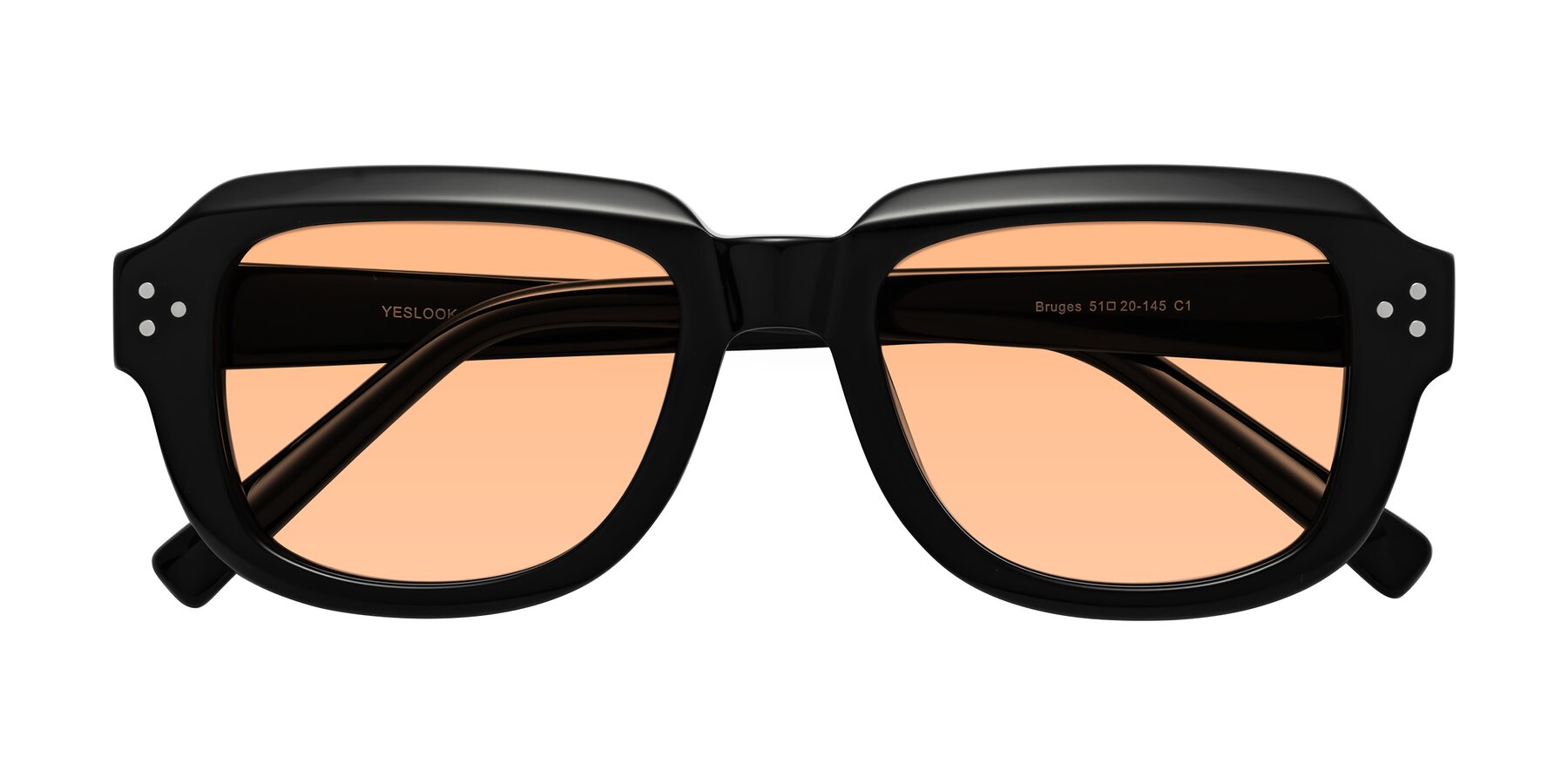 Folded Front of Bruges in Black with Light Orange Tinted Lenses