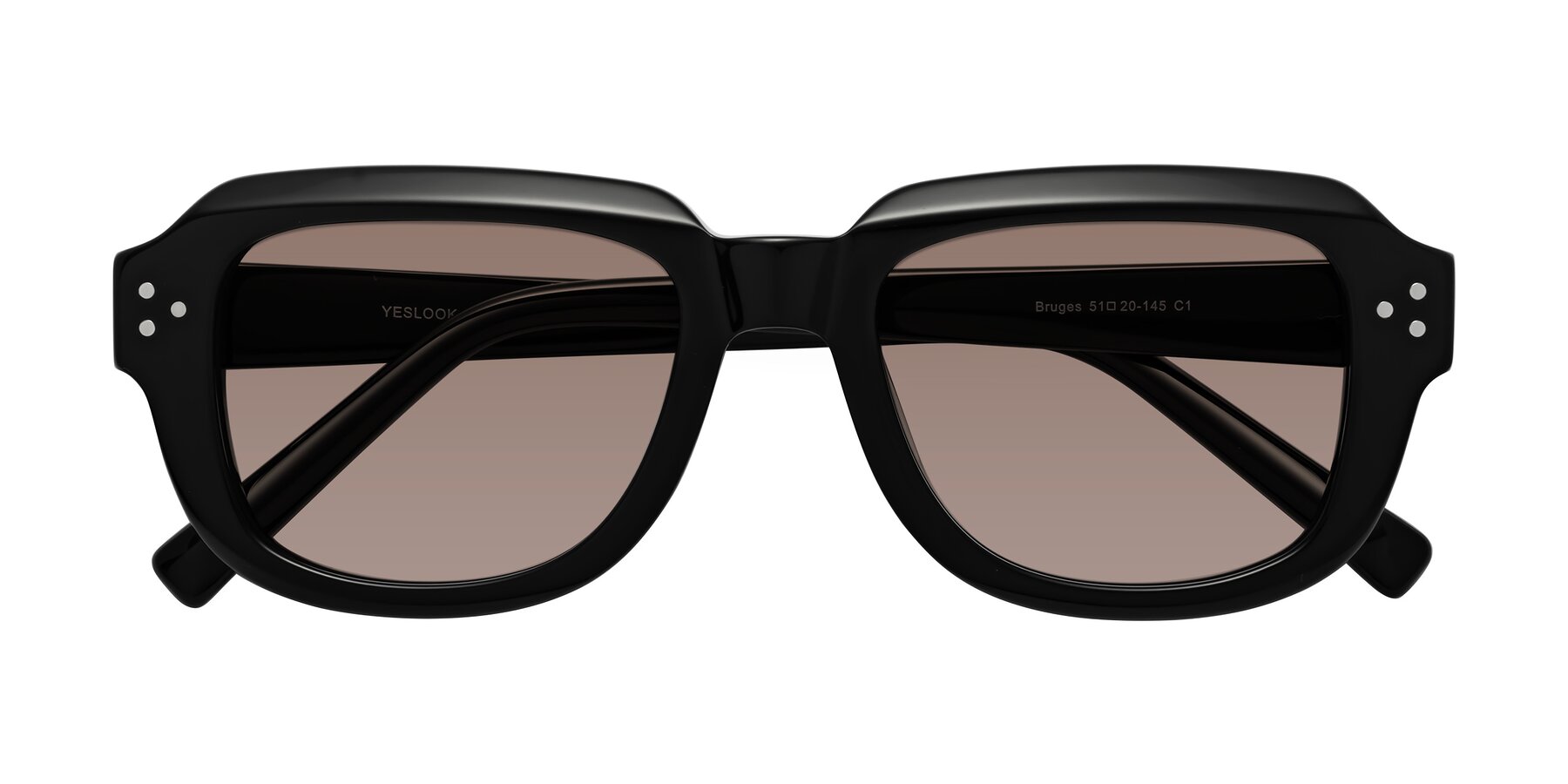 Folded Front of Bruges in Black with Medium Brown Tinted Lenses