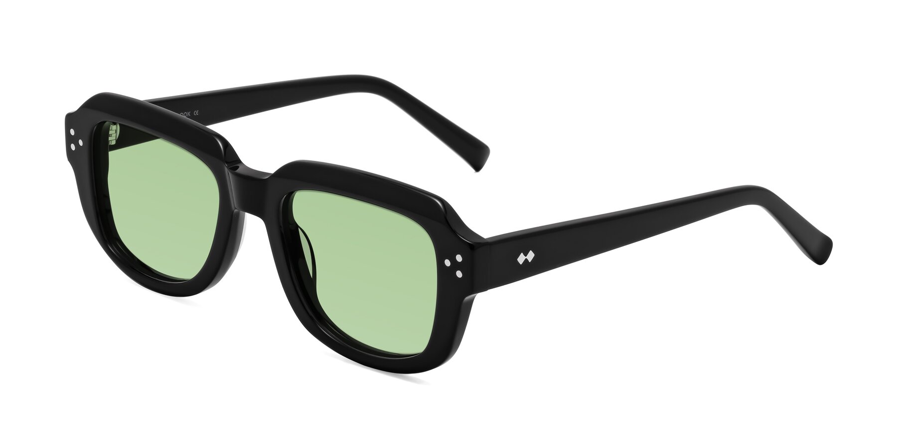 Angle of Bruges in Black with Medium Green Tinted Lenses