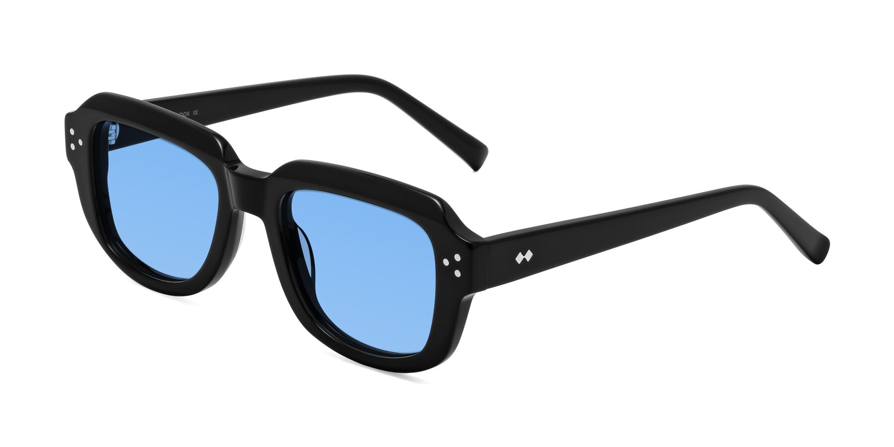 Angle of Bruges in Black with Medium Blue Tinted Lenses