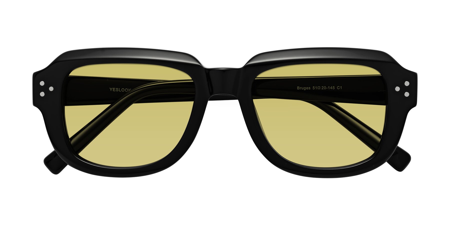 Folded Front of Bruges in Black with Medium Champagne Tinted Lenses