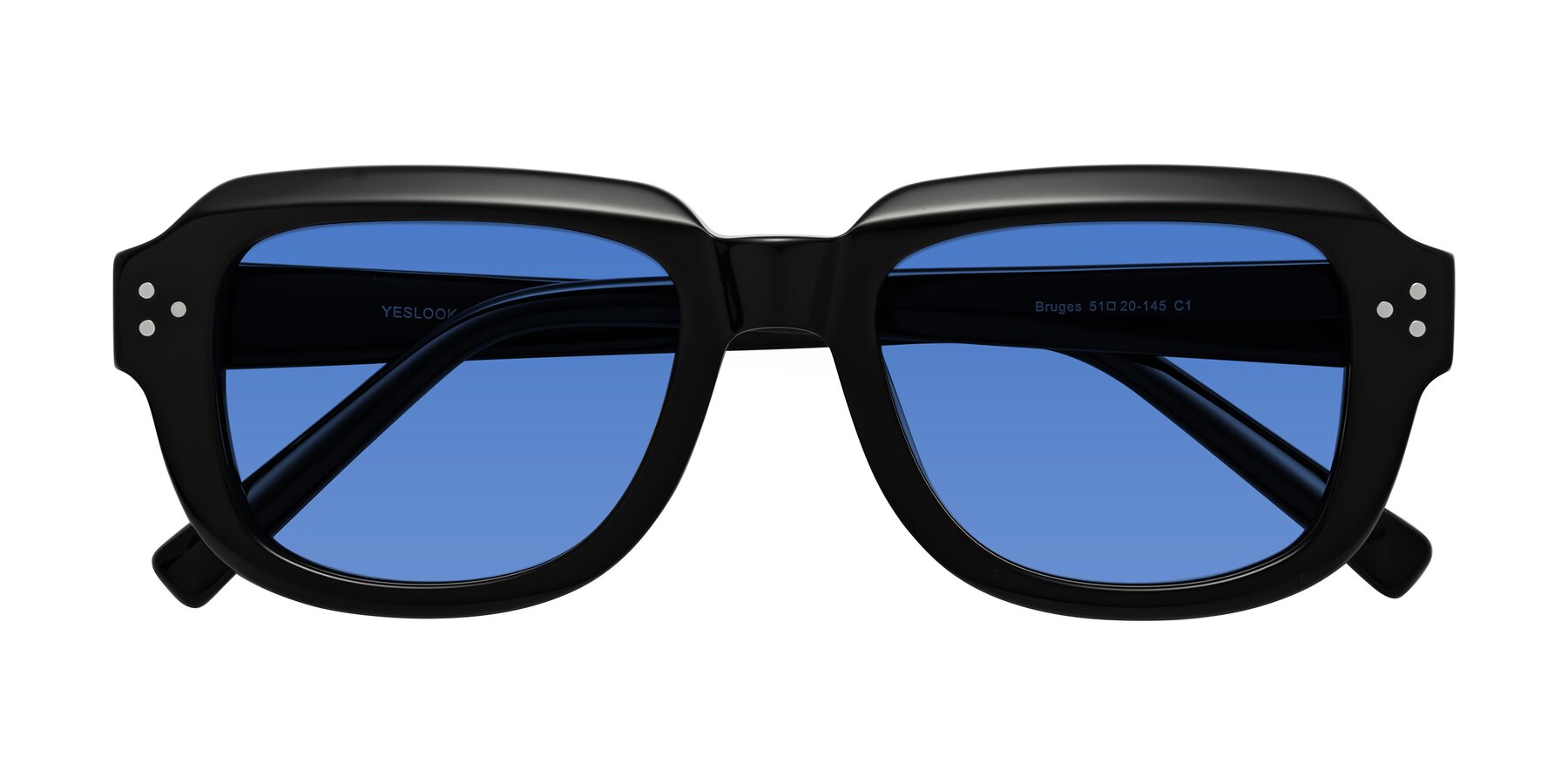 Folded Front of Bruges in Black with Blue Tinted Lenses