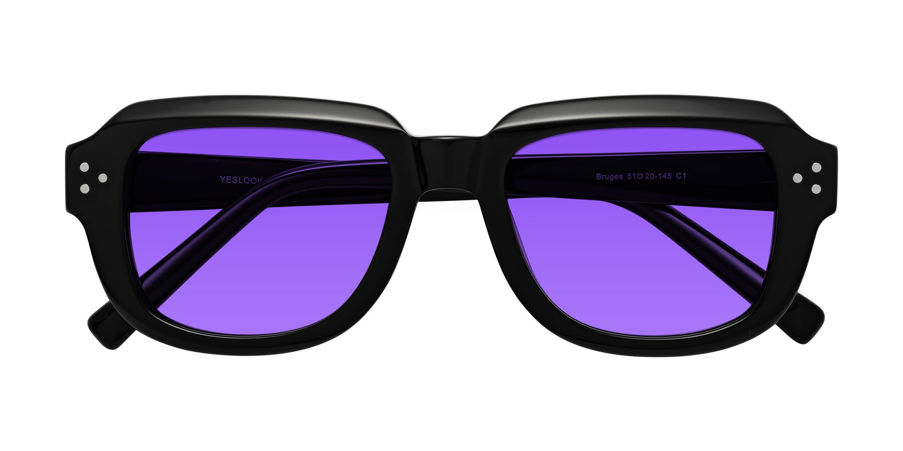 Folded Front of Bruges in Black with Purple Tinted Lenses