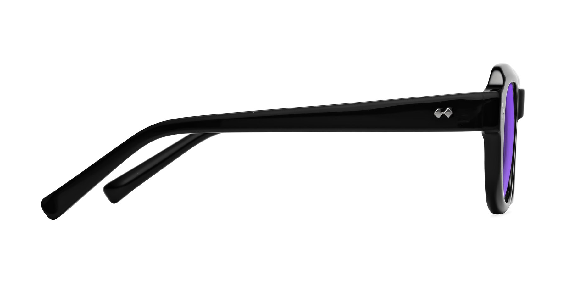 Side of Bruges in Black with Purple Tinted Lenses