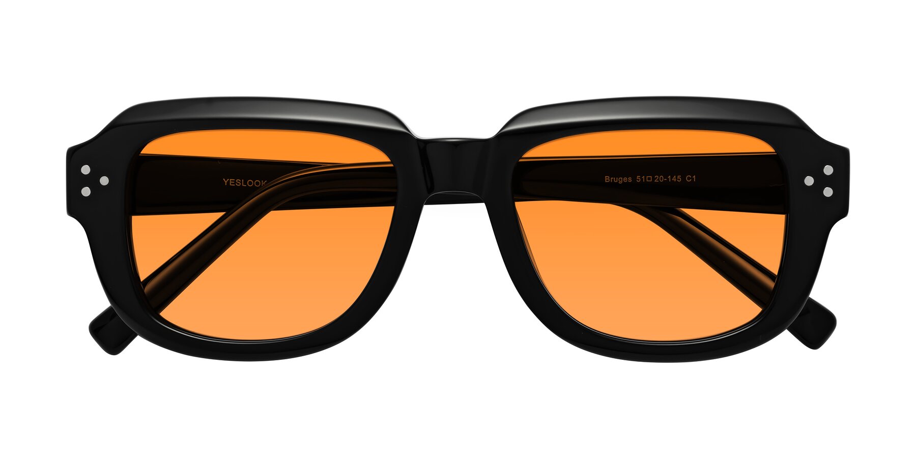 Folded Front of Bruges in Black with Orange Tinted Lenses