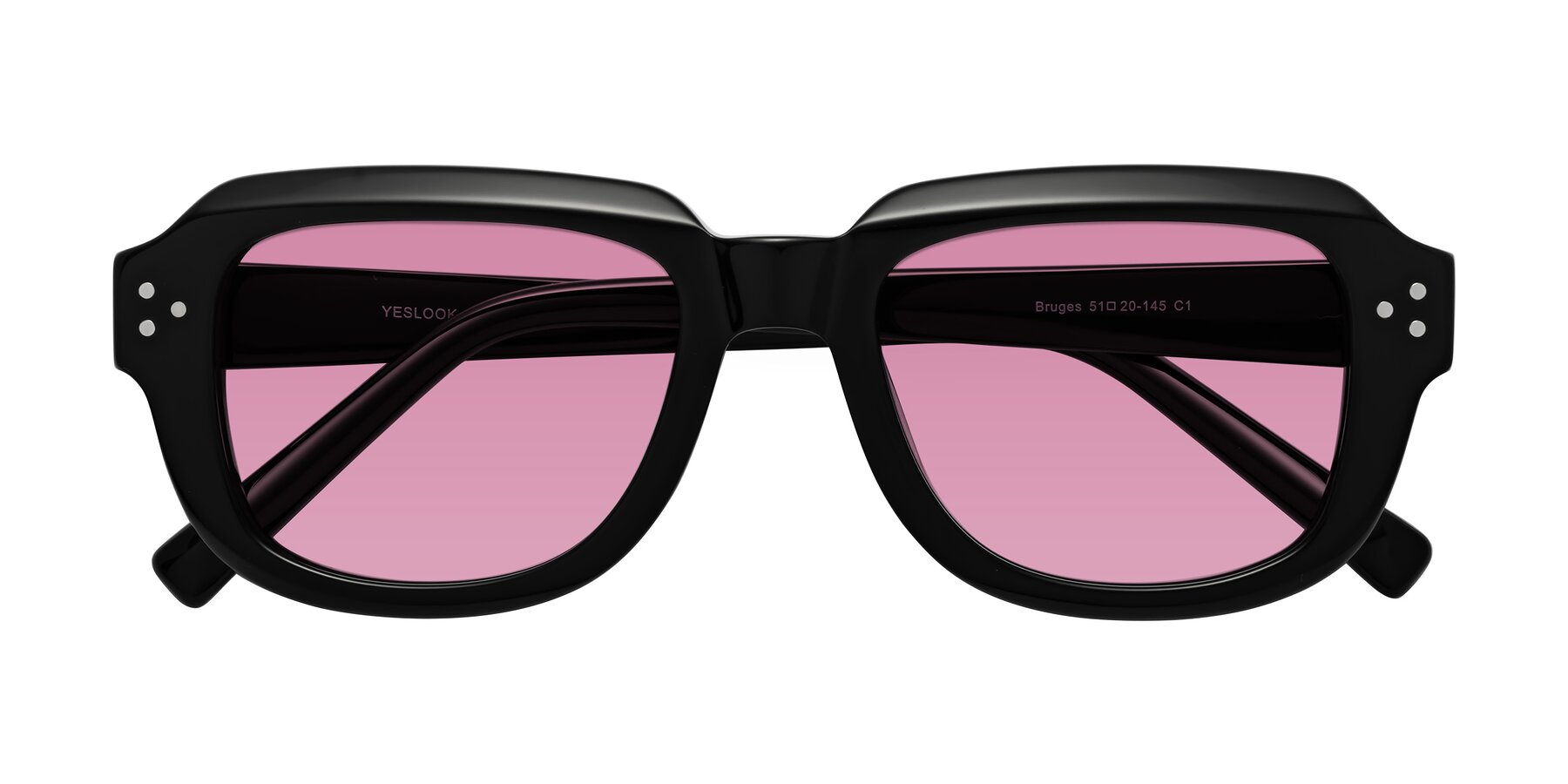 Folded Front of Bruges in Black with Medium Wine Tinted Lenses