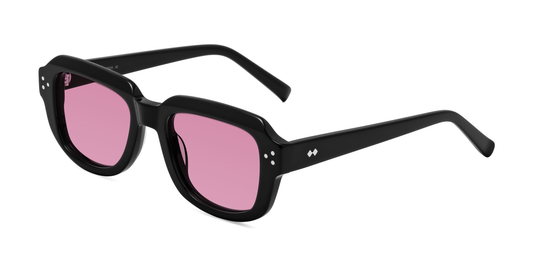 Angle of Bruges in Black with Medium Wine Tinted Lenses