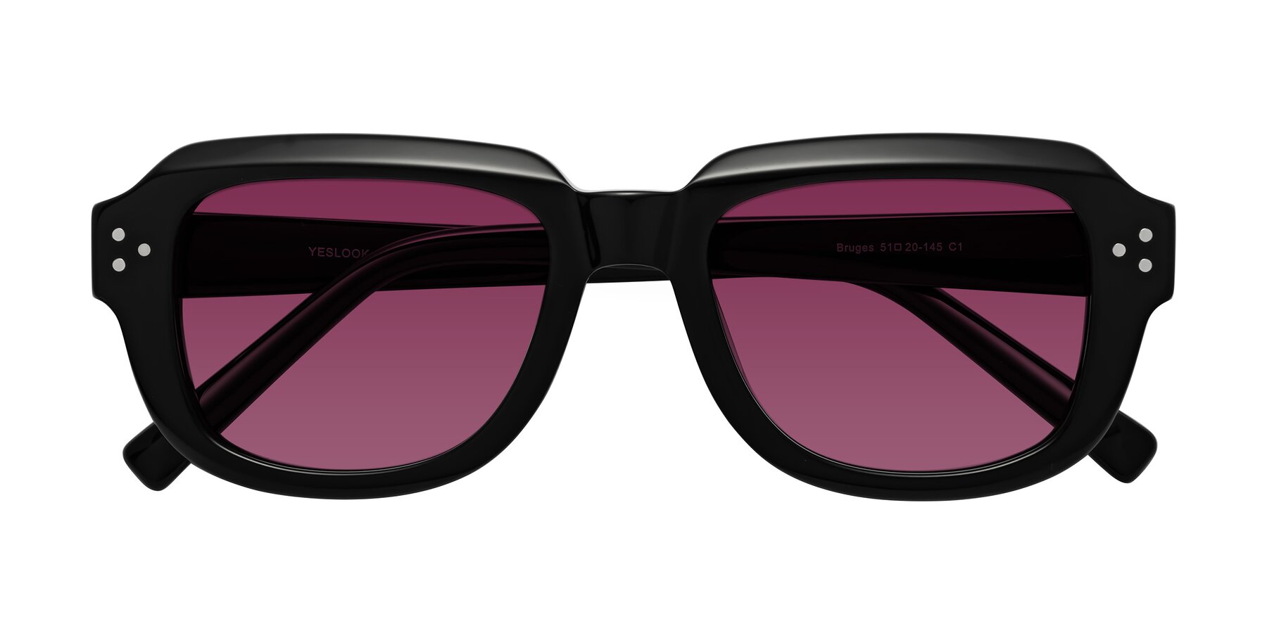 Folded Front of Bruges in Black with Wine Tinted Lenses