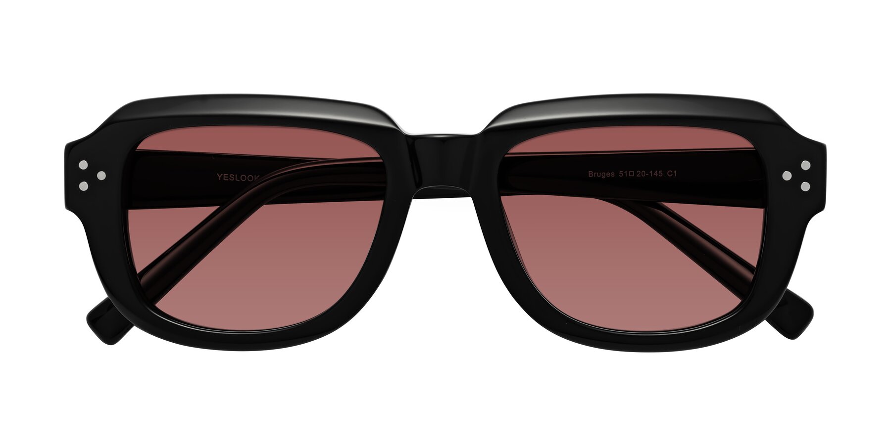 Folded Front of Bruges in Black with Garnet Tinted Lenses