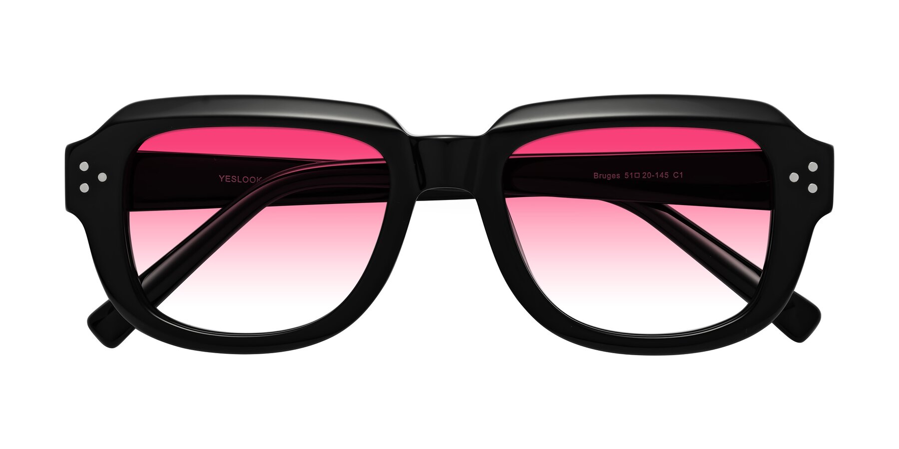 Folded Front of Bruges in Black with Pink Gradient Lenses