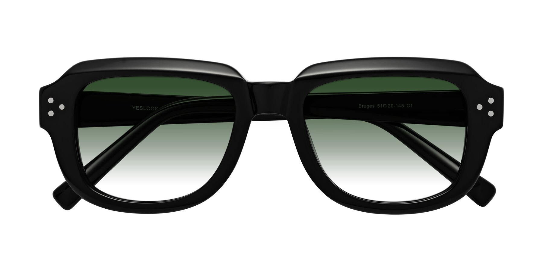 Folded Front of Bruges in Black with Green Gradient Lenses