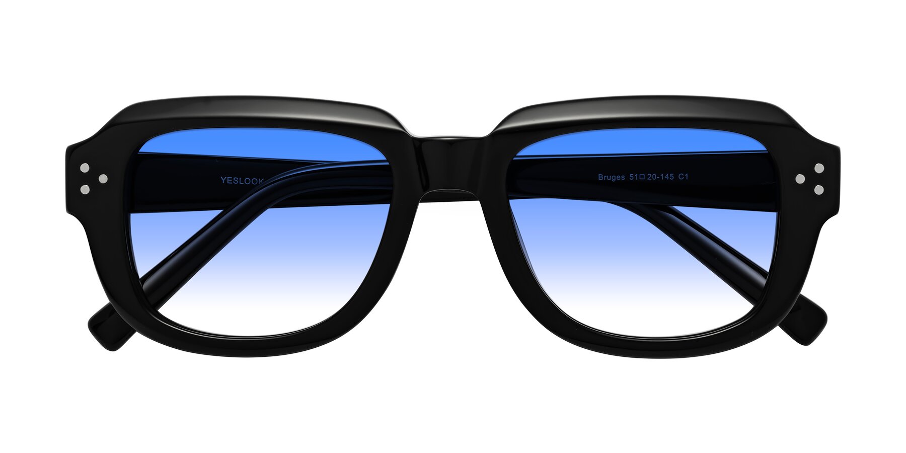 Folded Front of Bruges in Black with Blue Gradient Lenses