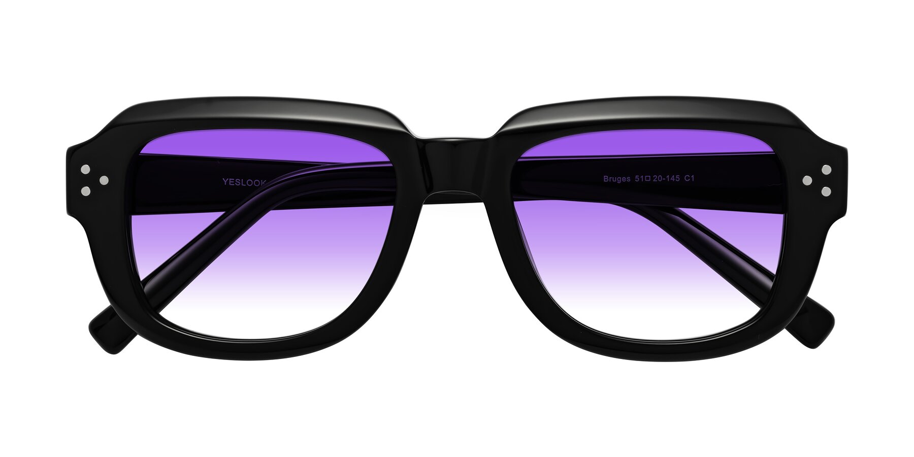 Folded Front of Bruges in Black with Purple Gradient Lenses