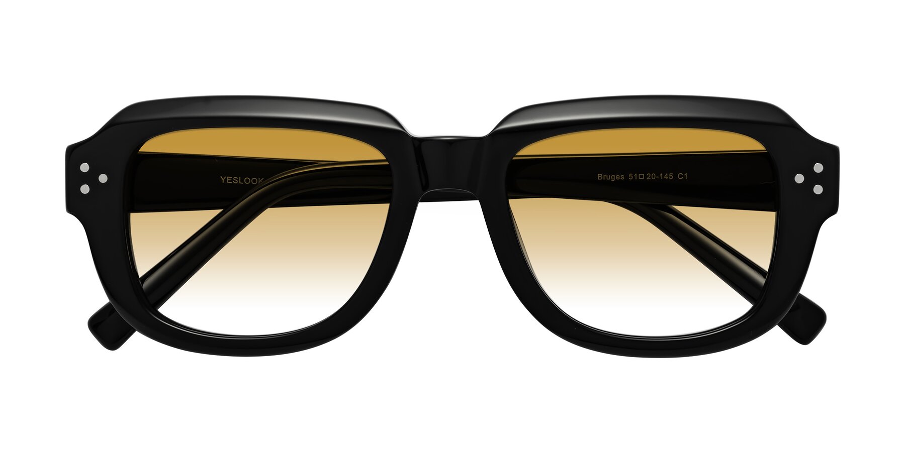 Folded Front of Bruges in Black with Champagne Gradient Lenses