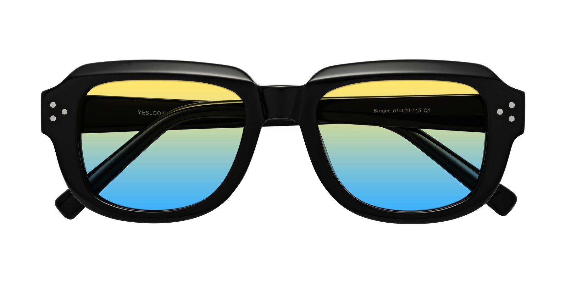Folded Front of Bruges in Black with Yellow / Blue Gradient Lenses