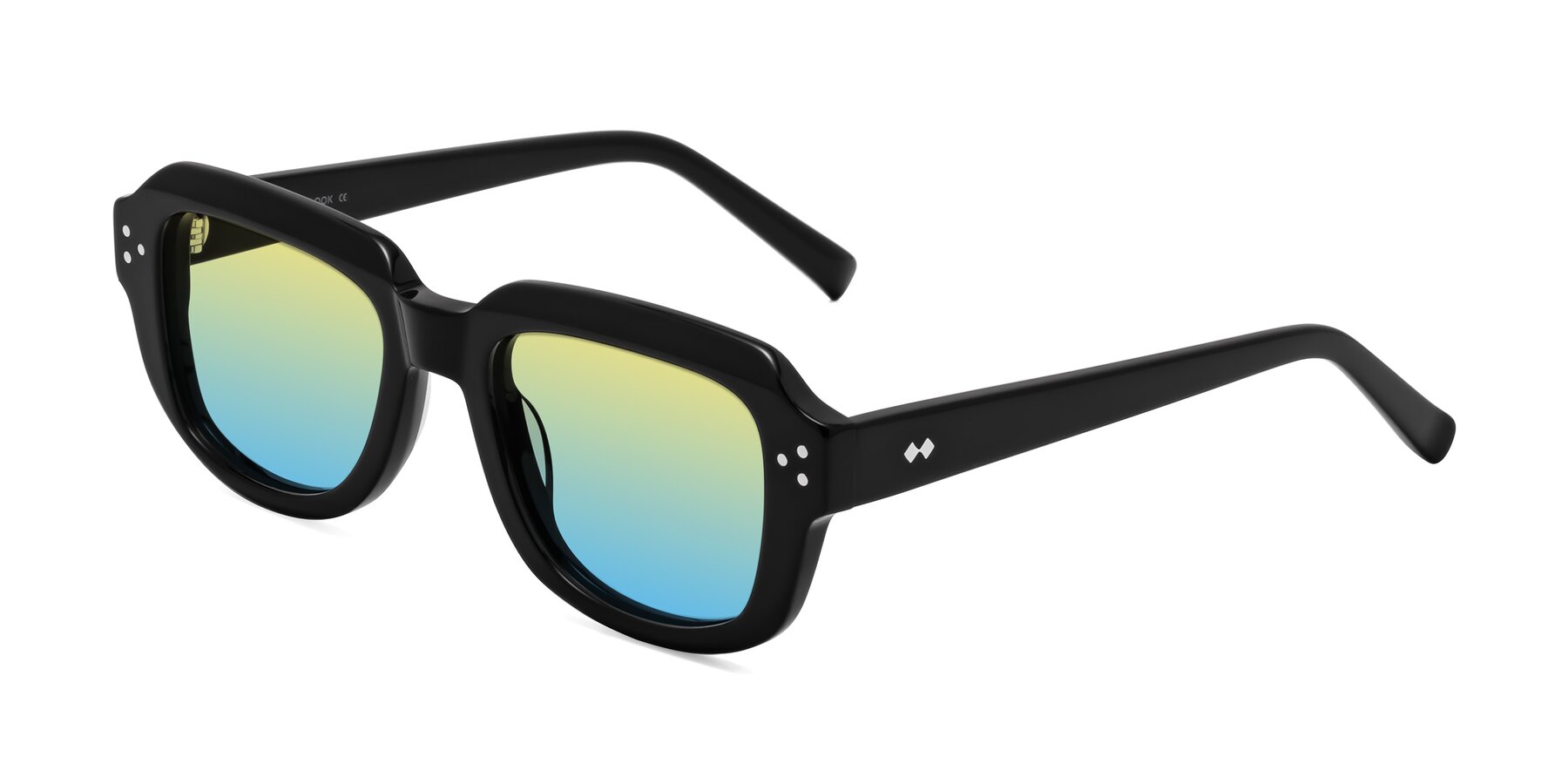 Angle of Bruges in Black with Yellow / Blue Gradient Lenses