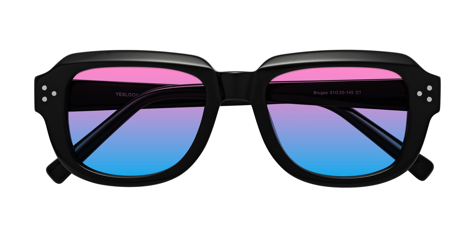 Folded Front of Bruges in Black with Pink / Blue Gradient Lenses