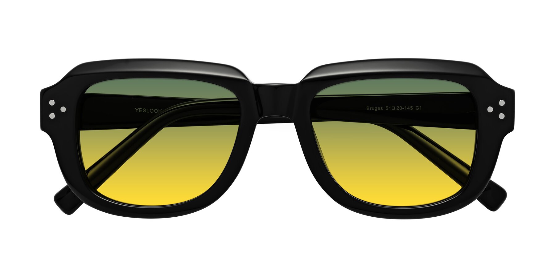 Folded Front of Bruges in Black with Green / Yellow Gradient Lenses
