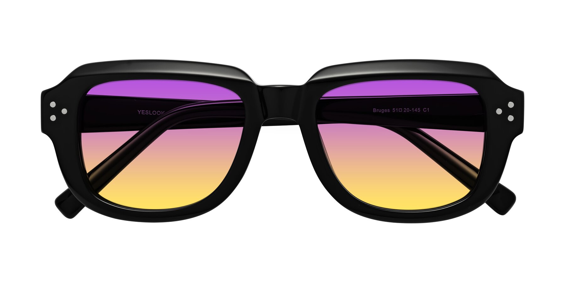 Folded Front of Bruges in Black with Purple / Yellow Gradient Lenses