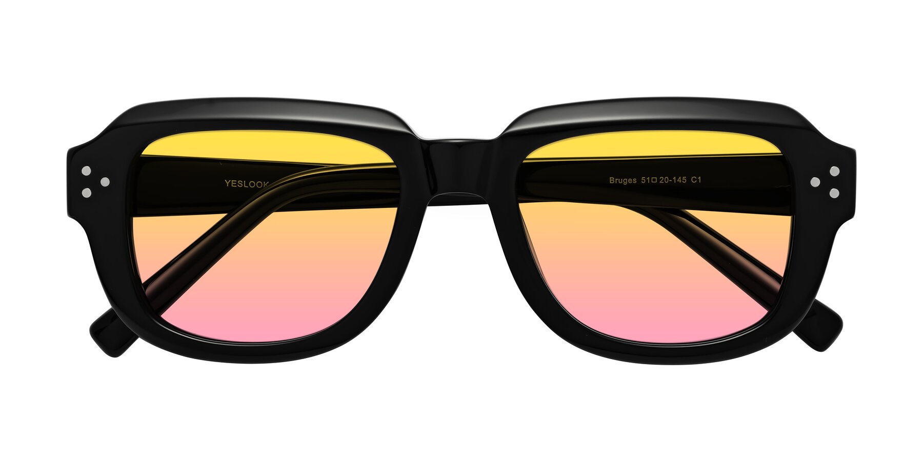 Folded Front of Bruges in Black with Yellow / Pink Gradient Lenses