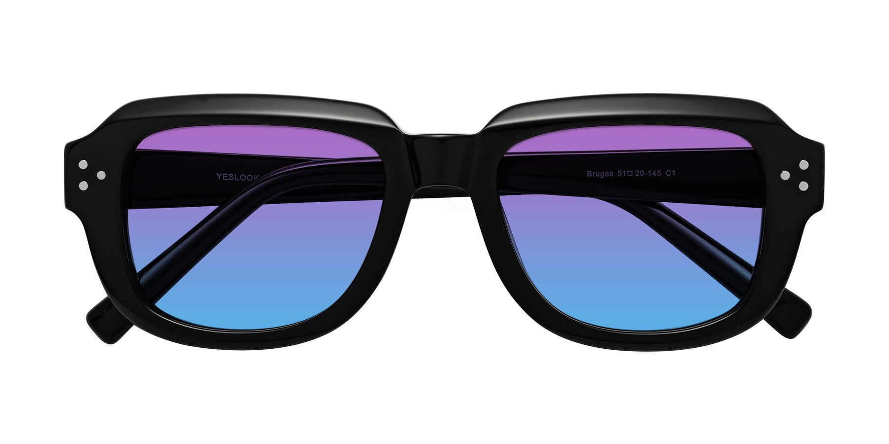Folded Front of Bruges in Black with Purple / Blue Gradient Lenses