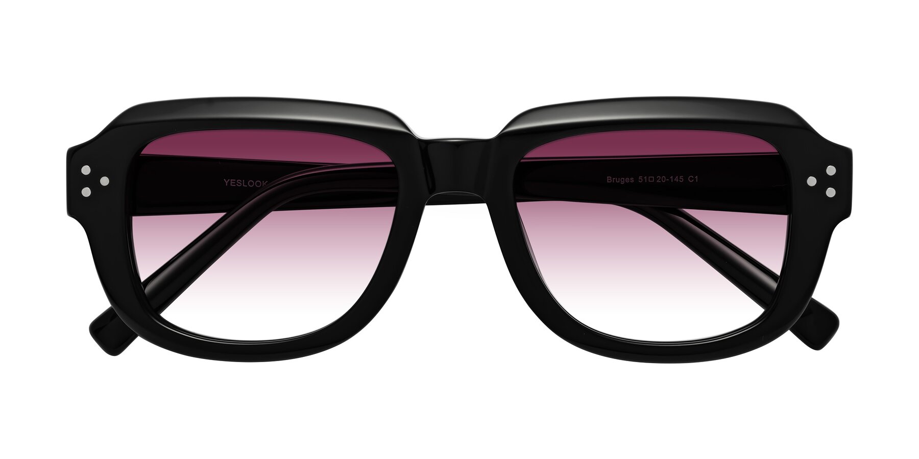 Folded Front of Bruges in Black with Wine Gradient Lenses