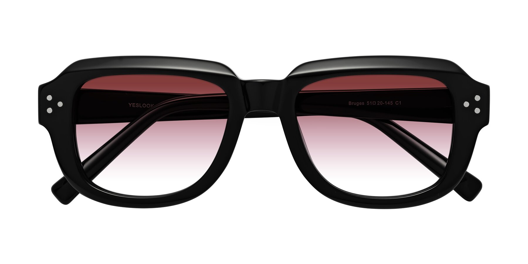 Folded Front of Bruges in Black with Garnet Gradient Lenses