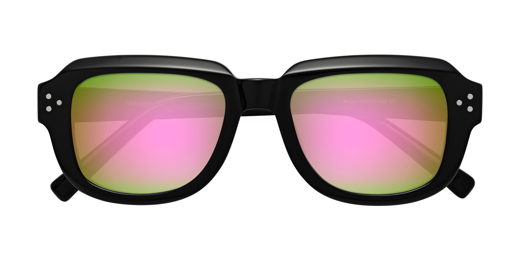 Folded Front of Bruges in Black with Pink Mirrored Lenses