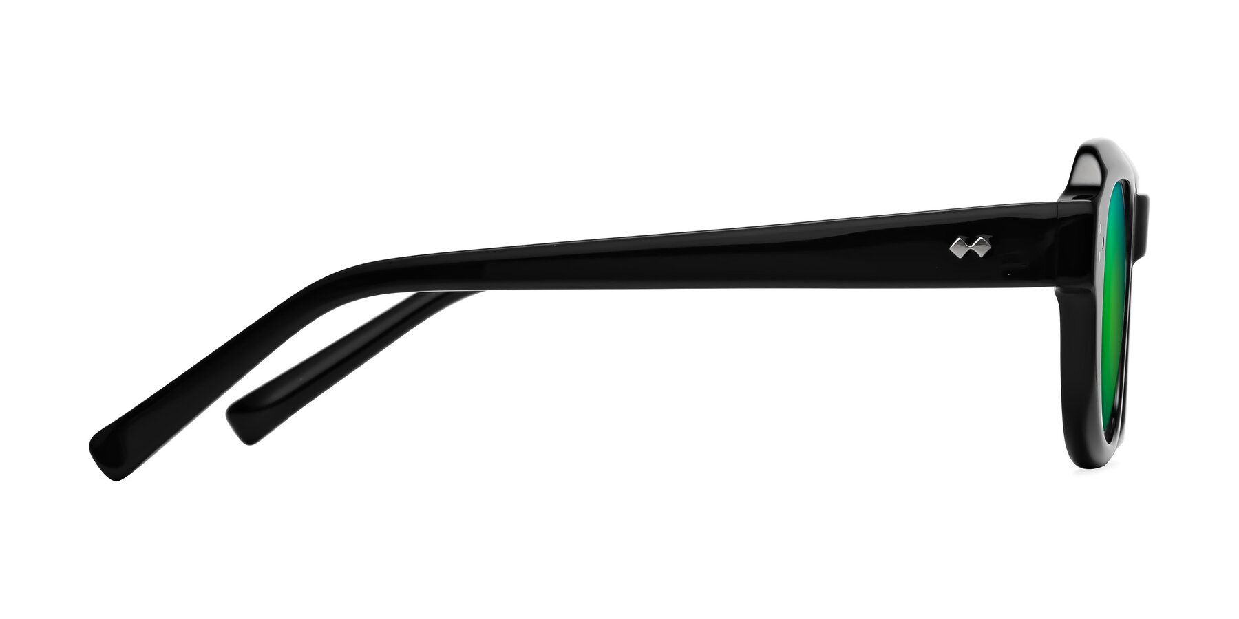 Side of Bruges in Black with Green Mirrored Lenses