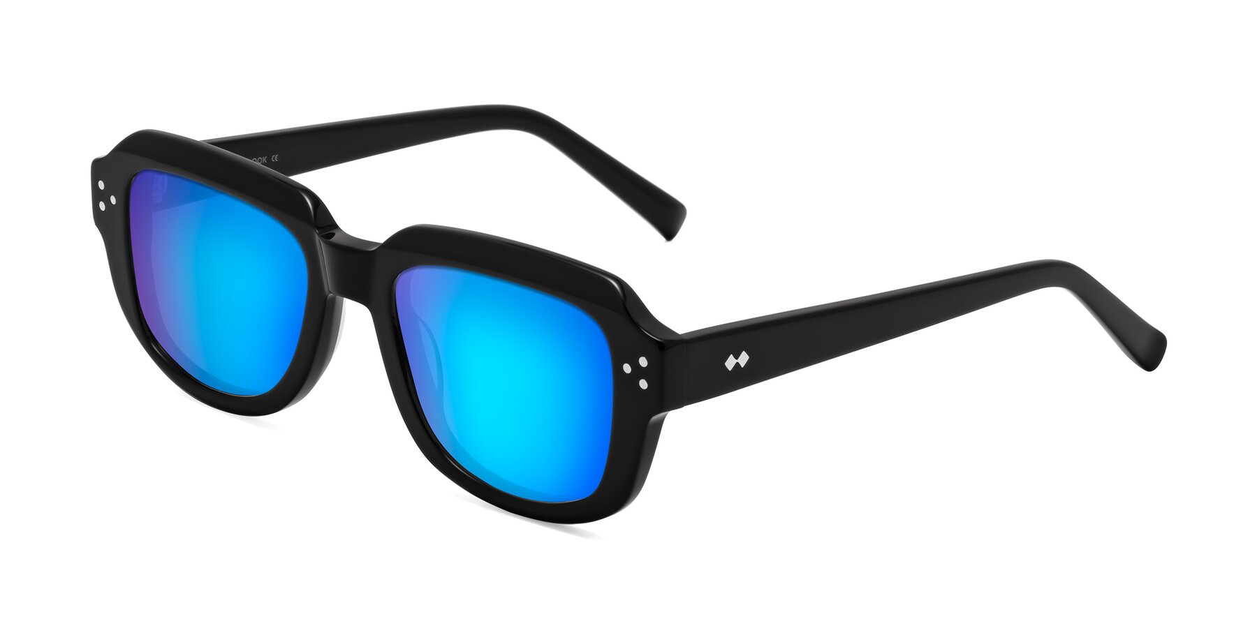 Angle of Bruges in Black with Blue Mirrored Lenses