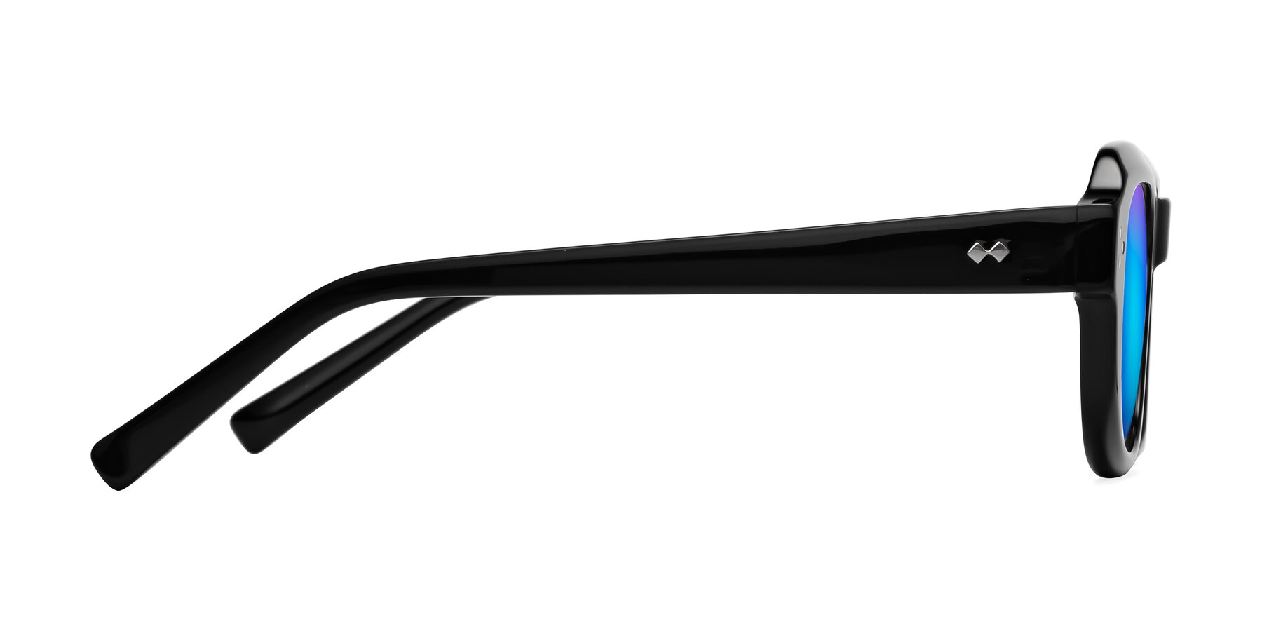 Side of Bruges in Black with Blue Mirrored Lenses