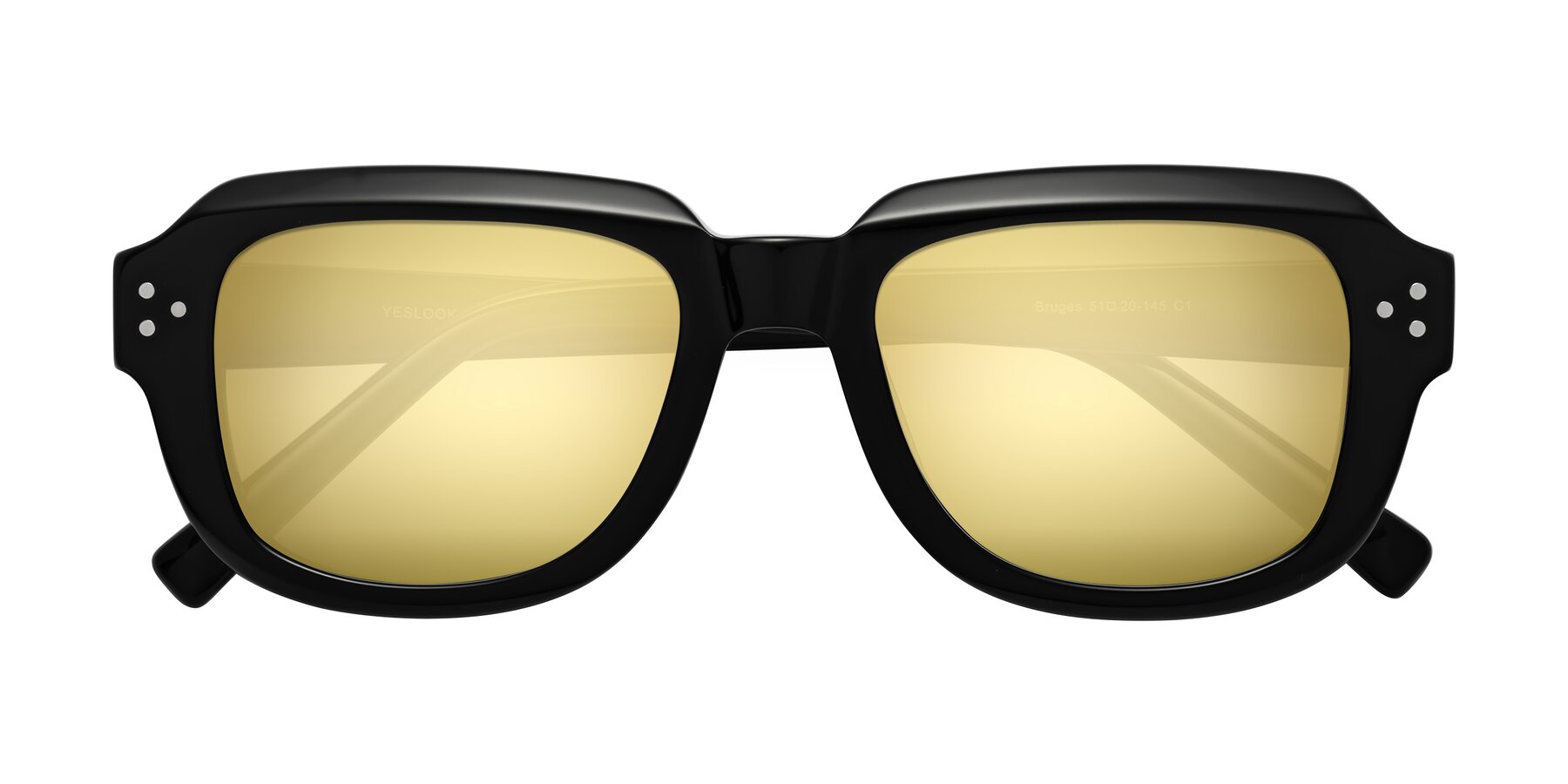 Folded Front of Bruges in Black with Gold Mirrored Lenses