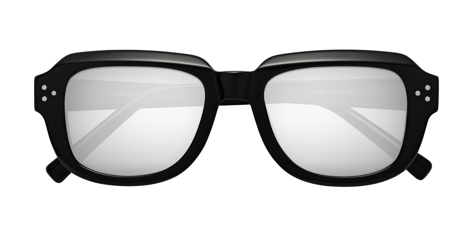 Folded Front of Bruges in Black with Silver Mirrored Lenses
