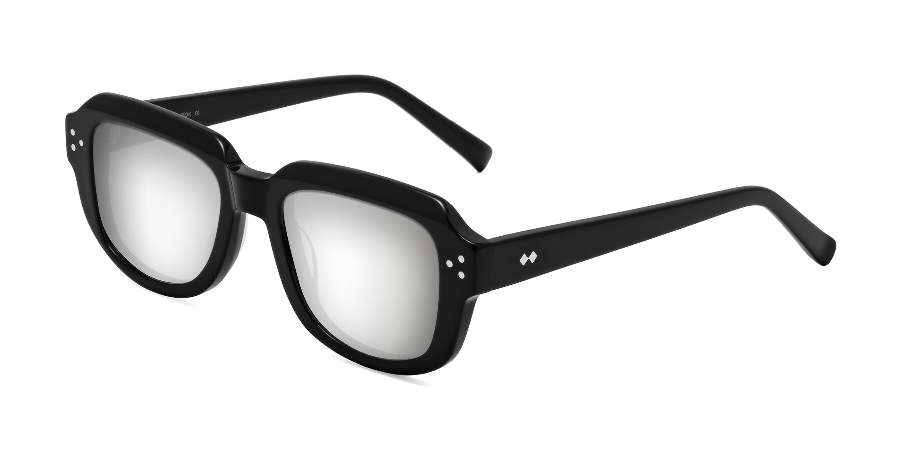 Angle of Bruges in Black with Silver Mirrored Lenses