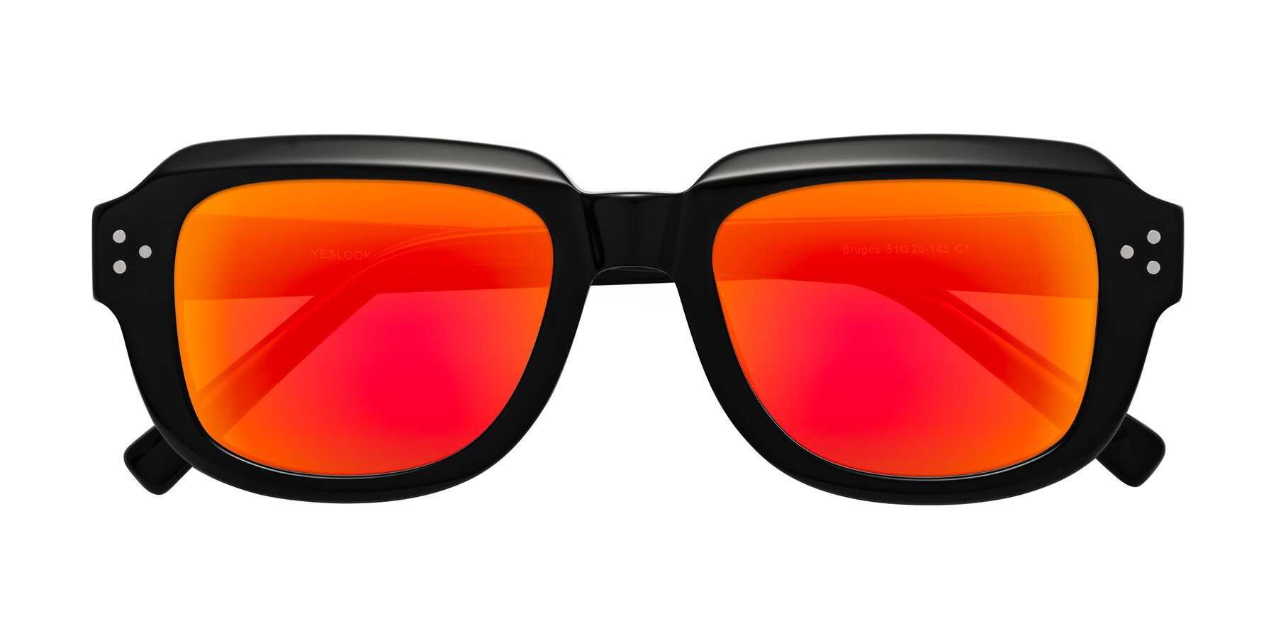Folded Front of Bruges in Black with Red Gold Mirrored Lenses