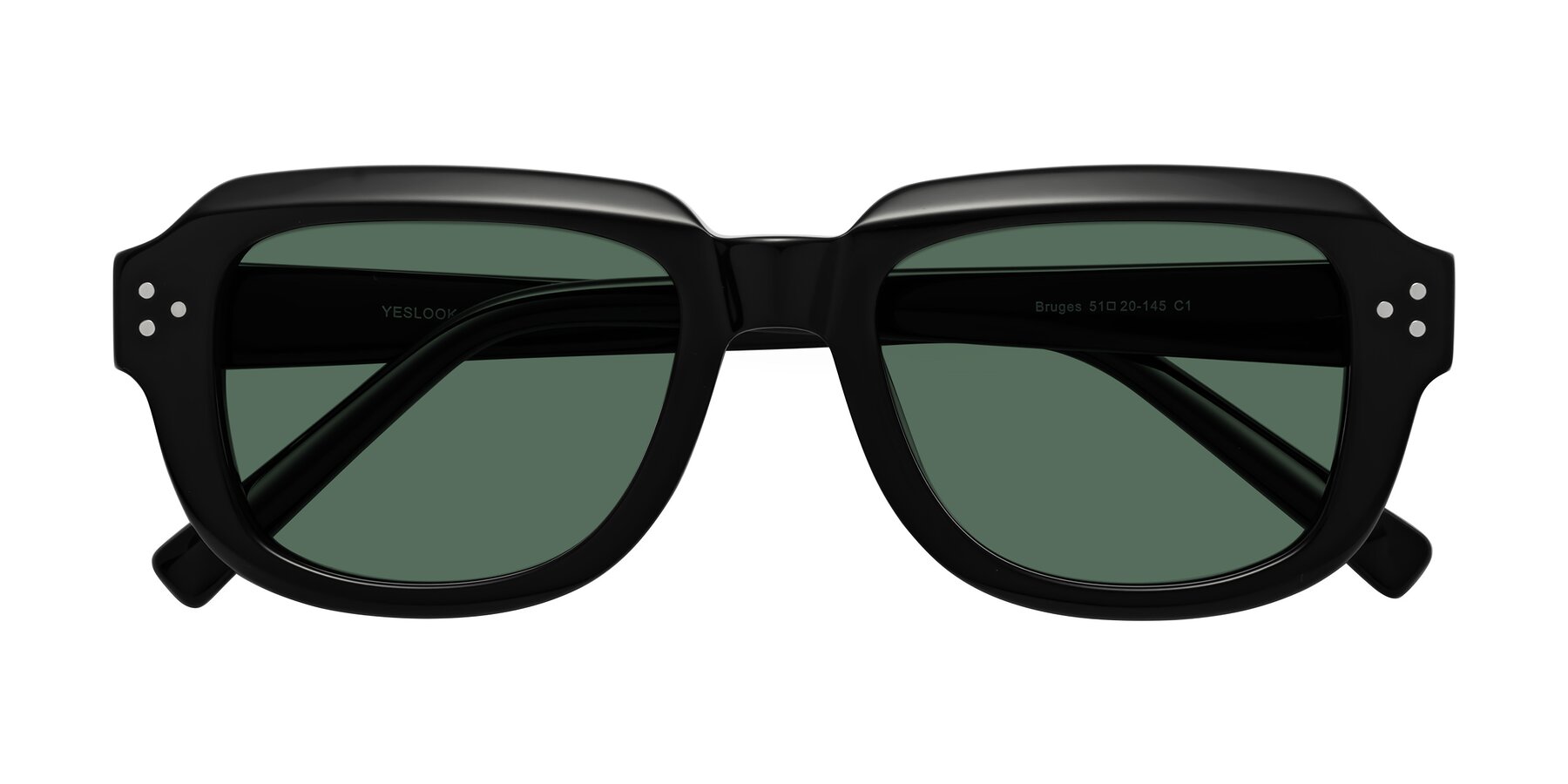 Folded Front of Bruges in Black with Green Polarized Lenses