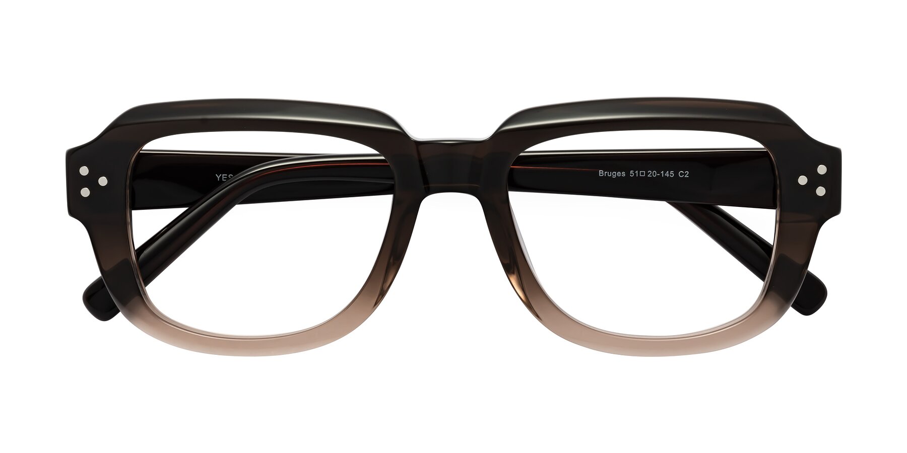 Folded Front of Bruges in Gradient Brown with Clear Eyeglass Lenses