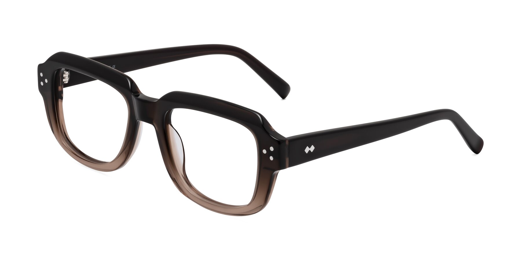 Angle of Bruges in Gradient Brown with Clear Eyeglass Lenses