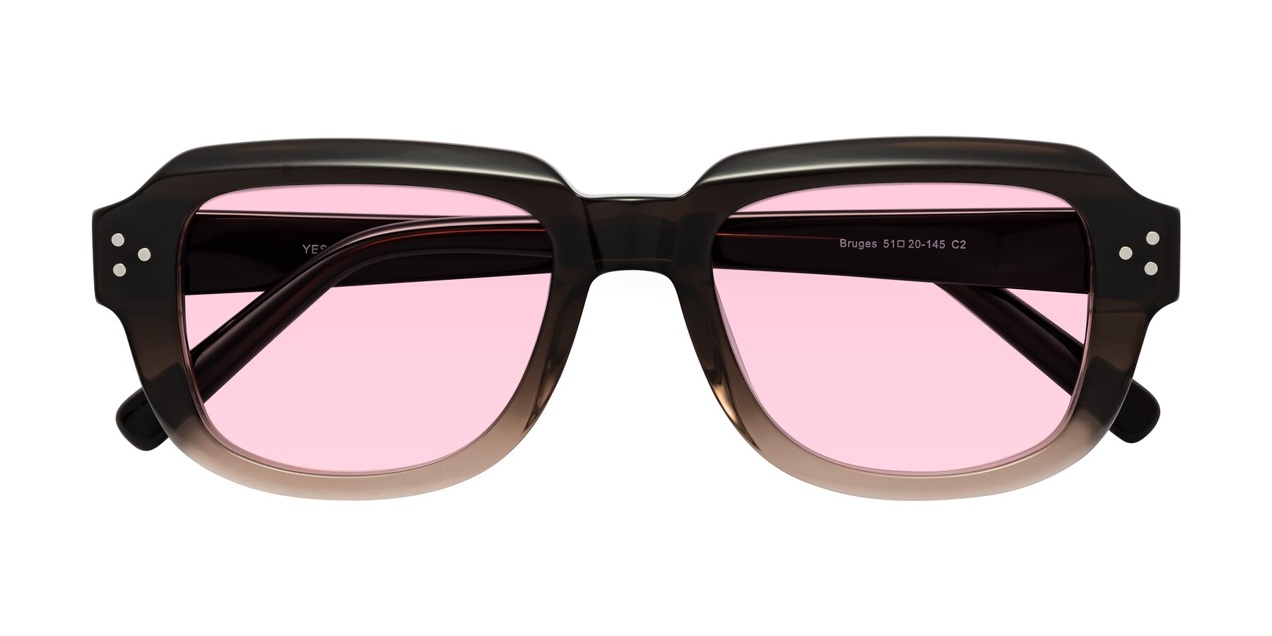 Folded Front of Bruges in Gradient Brown with Light Pink Tinted Lenses