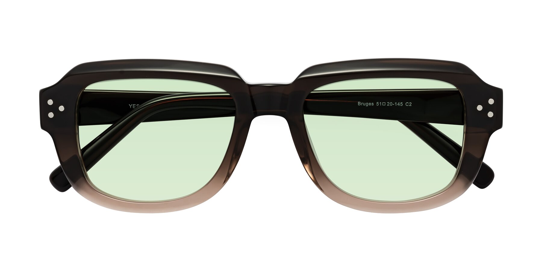 Folded Front of Bruges in Gradient Brown with Light Green Tinted Lenses
