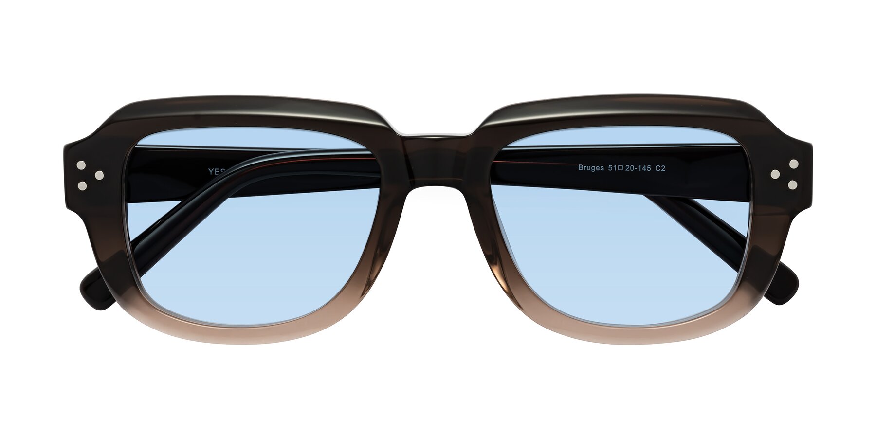 Folded Front of Bruges in Gradient Brown with Light Blue Tinted Lenses