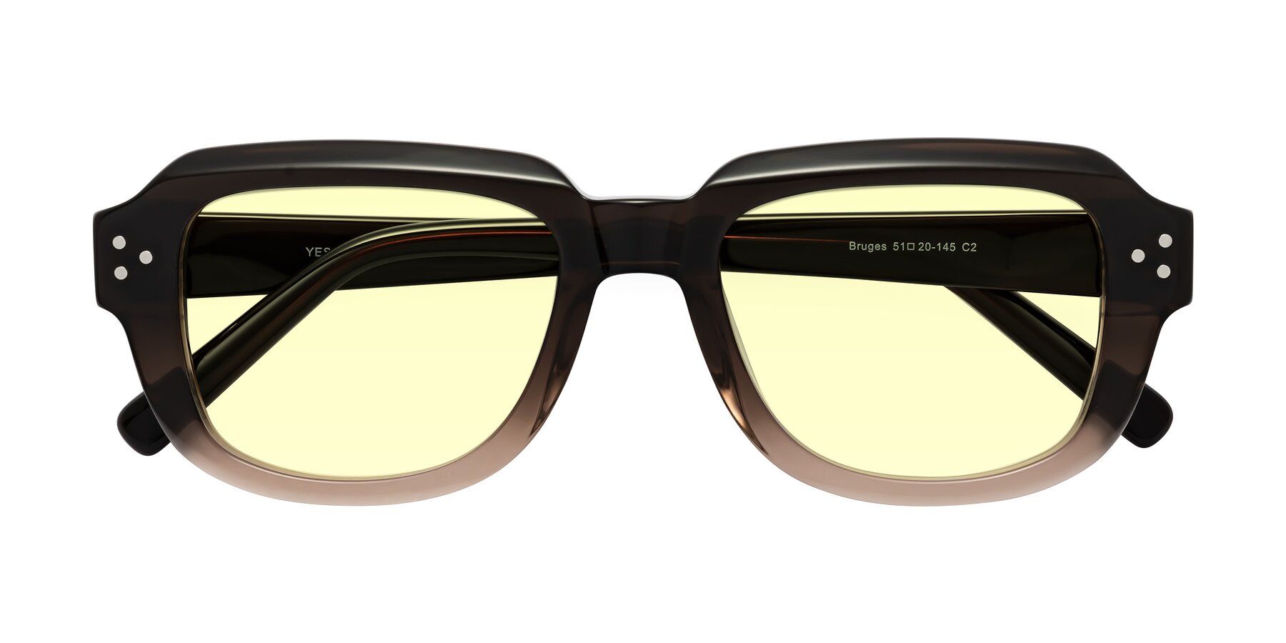 Folded Front of Bruges in Gradient Brown with Light Yellow Tinted Lenses