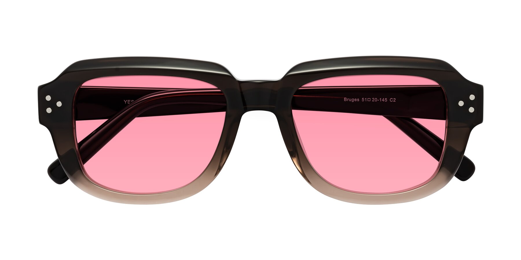 Folded Front of Bruges in Gradient Brown with Pink Tinted Lenses