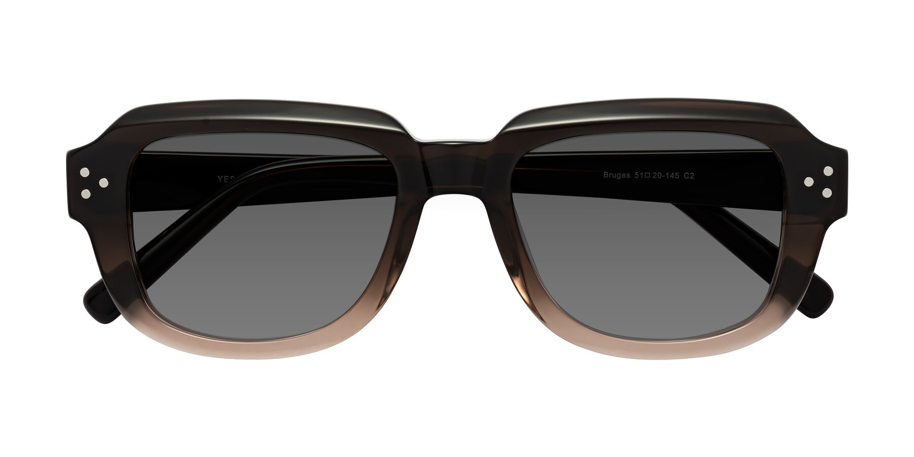Folded Front of Bruges in Gradient Brown with Medium Gray Tinted Lenses