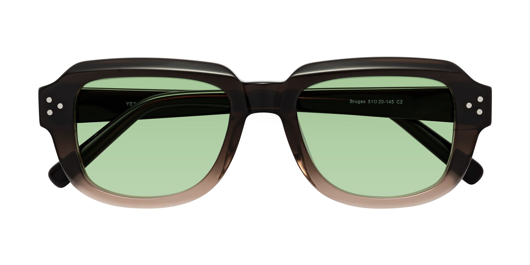 Folded Front of Bruges in Gradient Brown with Medium Green Tinted Lenses